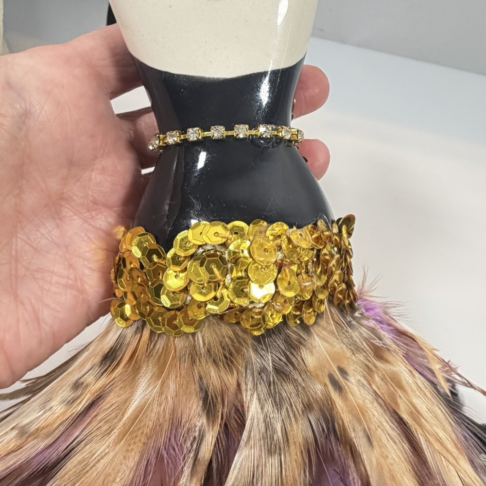 Vintage Feather Dress Form Mannequin Ornament Wall Hanging Unique Creations SF - Picture 14 of 15